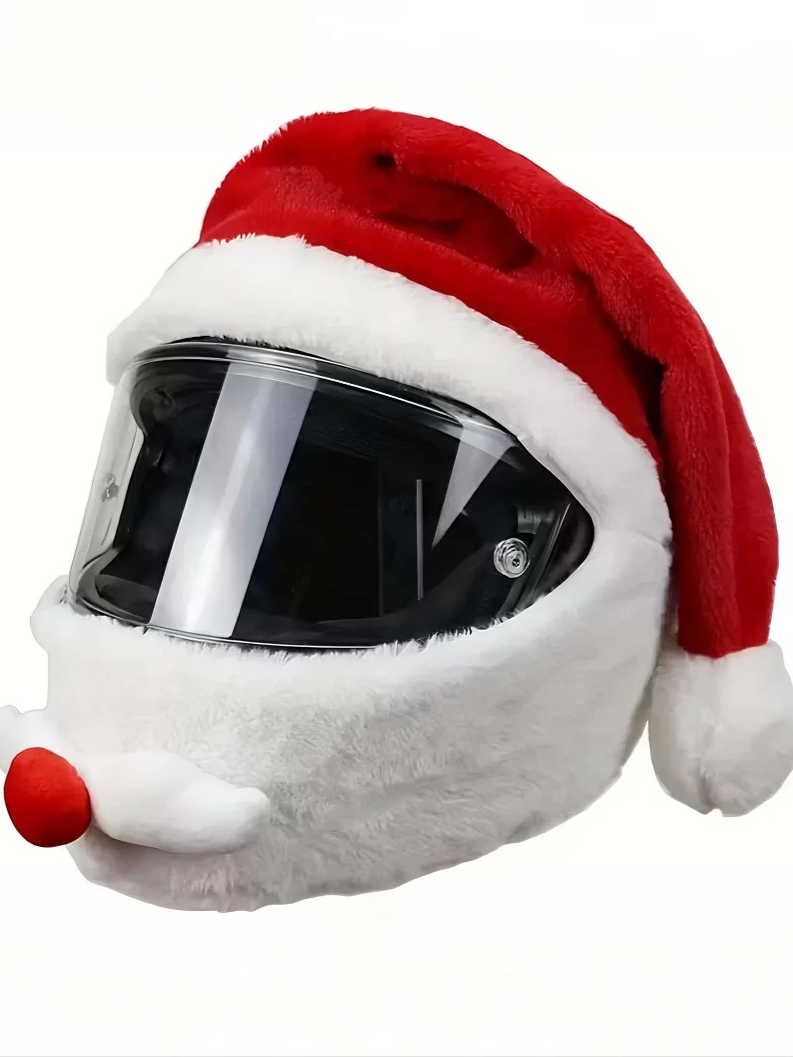 

Santa Motorcycle Helmet Set-Holiday Christmas Hat Decoration, Fits Most Helmets
