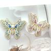 Elegant Gradient Butterfly Brooch with Pearls and Rhinestones - High-End Insect Pin Corsage Accessory