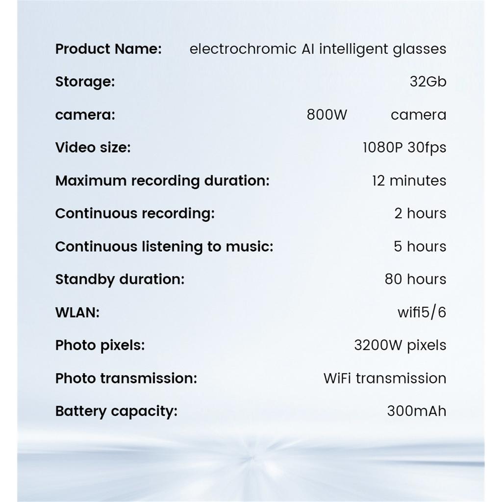 2026Smart Glasses 800W HD Photo Video AI Record Translation Touch Photochromic Lenses Bluetooth Call Music Multifunction Glasses