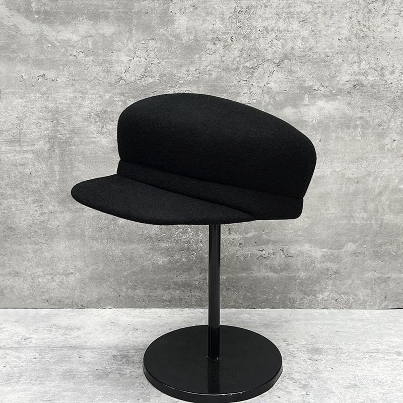 French Retro Solid Color Wool Woolen Duck Tongue Beret Female British Style Flat Top Equestrian Hat Wide Brim Shows Small Face