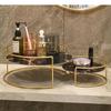 Vassoio in Vetro Marmorizzato Metallico Set da 2 Pezzi Scaffale Decorativo Portaoggetti Organizer da Scrivania Scaffale per Cosmetici Espositore Scaffali per Bagno