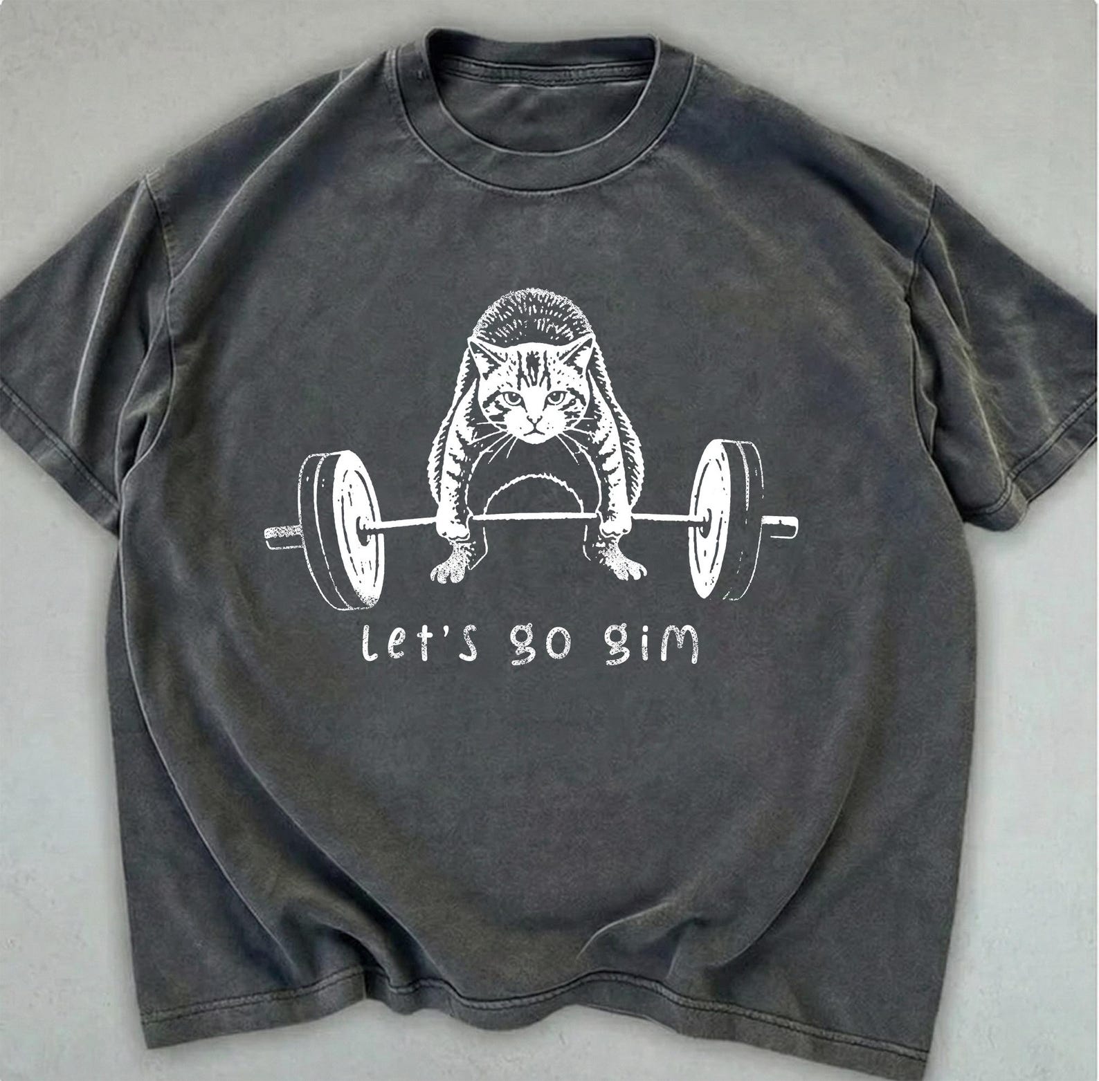 Funny Cat Gym Shirt, Cat Workout T-Shirt, Vintage Deadlift Animal Meme Tee 3XL