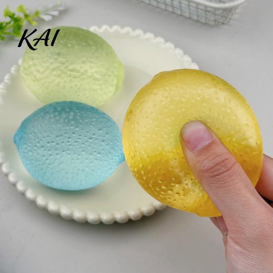 Office Desk Toys Clear Lemon Stress Relief Toy, Textured Ball Fidget Hand Therapy Exercisers Fake Fruit Squeeze Sensory Toy for Relaxation Relievers