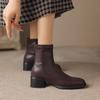 Krazing Pot Microfiber Autumn Winter Shoes Thick Med Heels Size 43 Chelsea Boots Zipper Ankle Boots