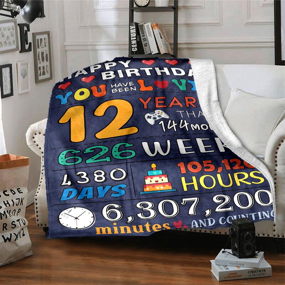 12Th Birthday Celebration Gift Blanket Warmthful Decor Throw Sofa Couch Office Occasions Versatile Accessory Birthday Christmas Gift Blanket Y6