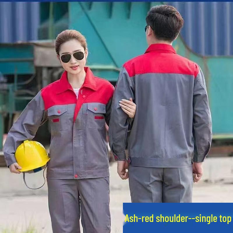 Men's Wear-Resistant Long Sleeve Workwear Set for Spring & Autumn: Ideal for Workshop, Auto Repair, Construction, and Electrical Mechanic Jobs.