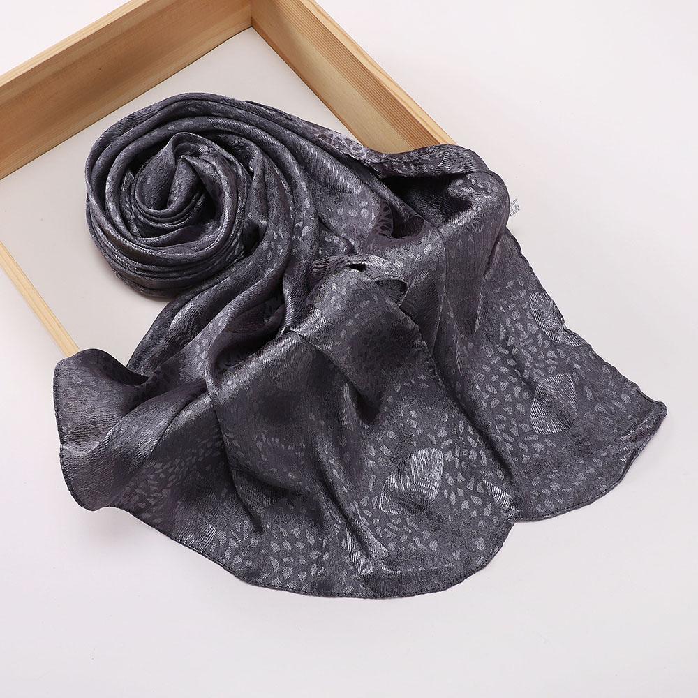 High Quality Premium Satin Hijab Leaf Print Hijab Plain Malaysia Women Scarf Satin Shawl Luxury Silk Satin Wrap
