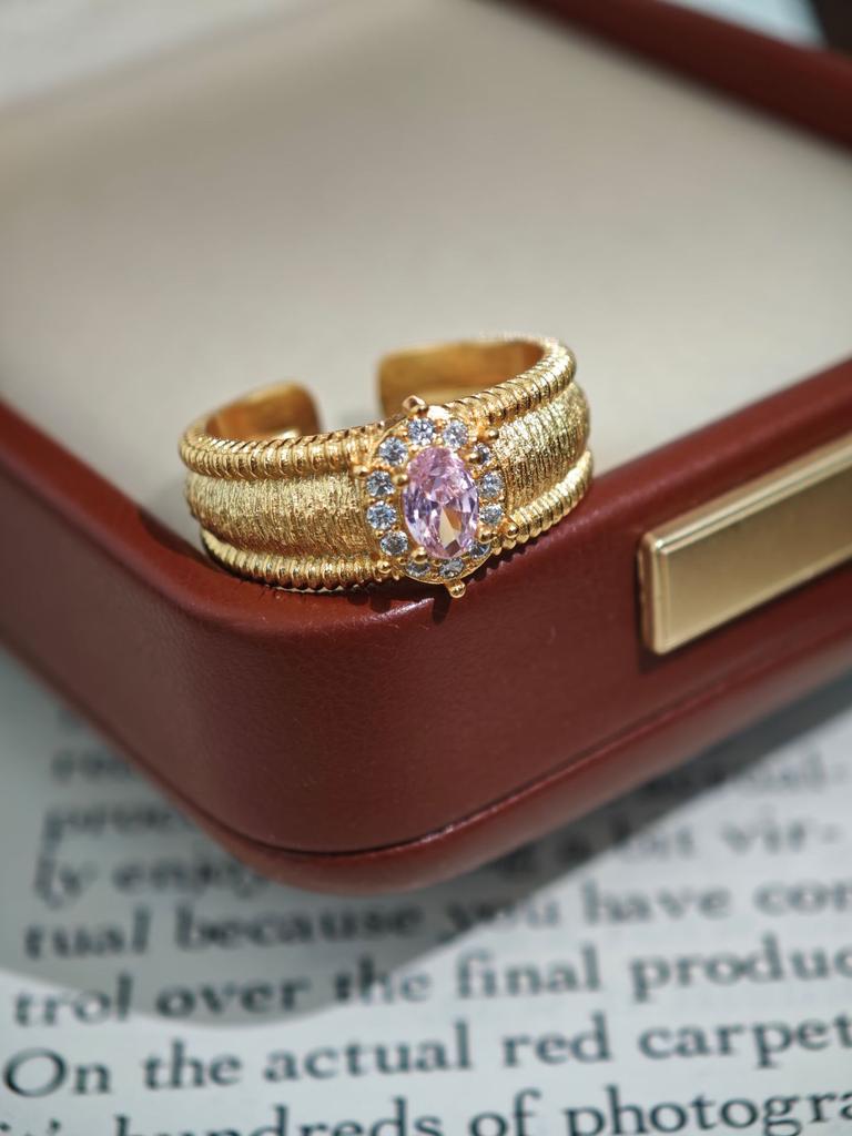Anillo de Esmalte Vintage Cepillado de Lujo Ligero Rubí Morado Diamante Anillo para Dedo Índice Anillo Apilable Estilo de Uso Accesorios Premium Versátiles