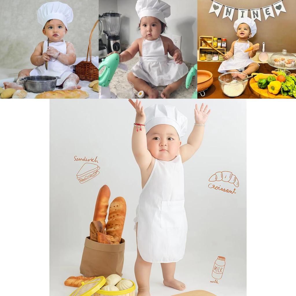 Child Chef Costume Set With Polyester Fabric For Kids Kitchen Role Play