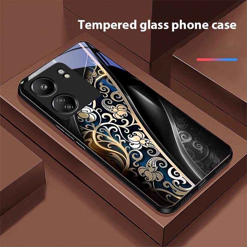 

Jinmai Red Purple For Xiaomi Redmi 13C Note13 12 Pro Plus 5G Note 9 13T Pro POCO X6 F5 F6 Black Tempered Glass Phone Case For Redmi 9A