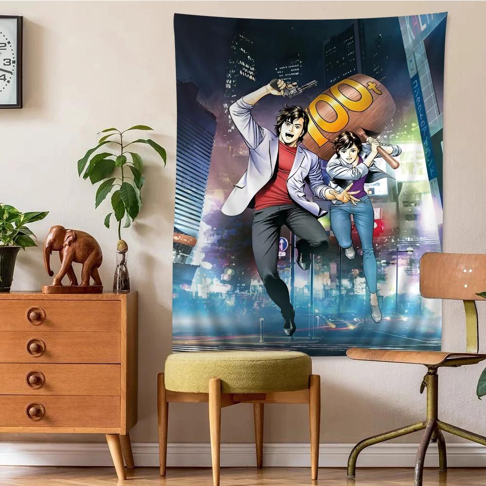 City Hunter Anime Colorful Tapestry Wall Hanging Bohemian Wall Tapestries Mandala Wall Hanging Sheets