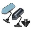 2x F1 Style Retro Car Side Rearview Mirror Pair Universal Vintage Blue Lens Side Glass Wide Angle Metal Rear View Mirror