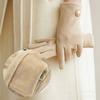 Autumn Winter Warm Women Gloves Winter Warm Full Finger Touch Screen Gloves Retro Pearl Driving Mittens Cycling Driving Mittens