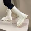 Girls Boots Solid Color Kids Fashion PU Simple Winter and Autumn New Big Children's Performance High Boots Children's Catwalk