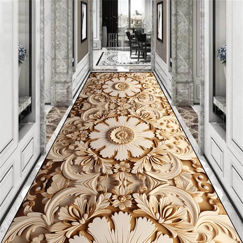 Luxusní koberec v evropském stylu do dlouhé chodby, protiskluzový, na schodiště, bytový dekor, běhoun, přizpůsobitelný, koberec do uličky, kuchyňská rohožka, na míru