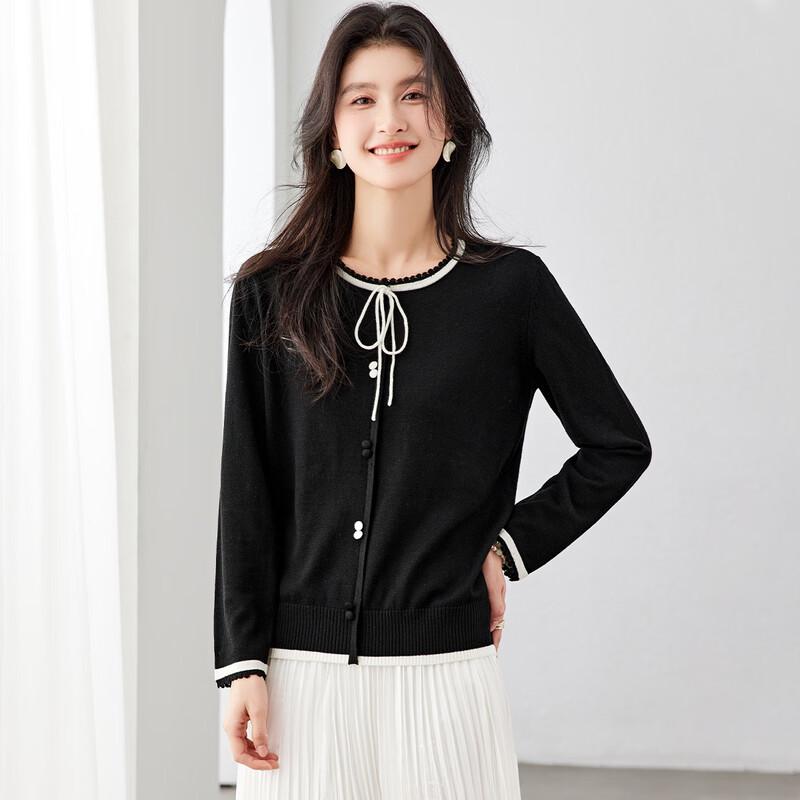 Women s French Elegance Silk Blend Lace Knit Pullover L