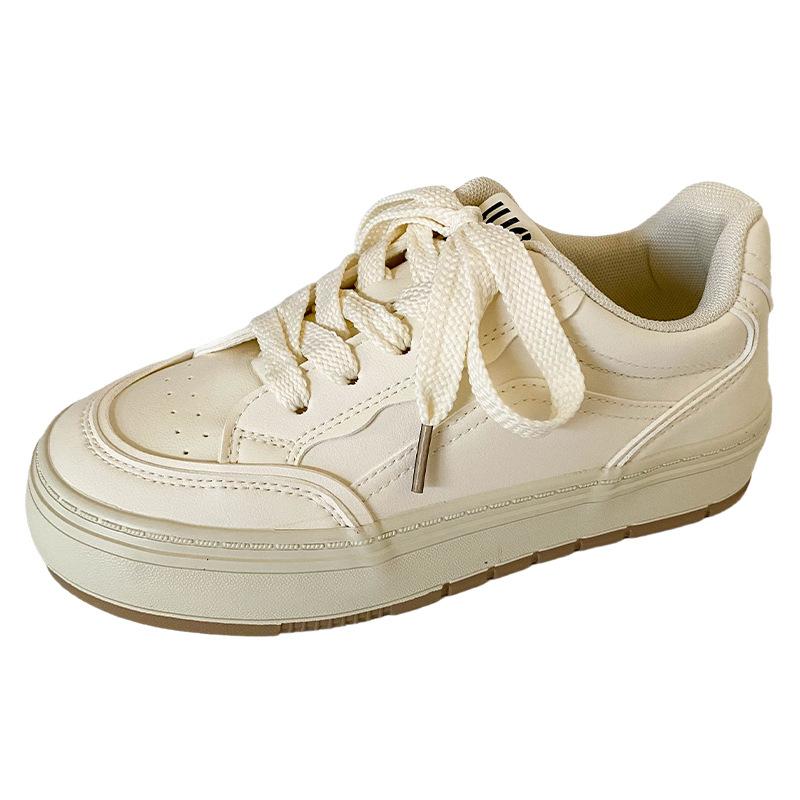 

B-9357 pure white leather board shoes women s platform autumn 2024 new versatile student ins tide little white shoes 40 бежевый