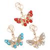 Colgante para Llavero Brillantes Pedrería Diseño de Mariposa Llavero con Cierre de Pinza de Langosta Mochilas Bolsos de Coche Accesorio Decorativo