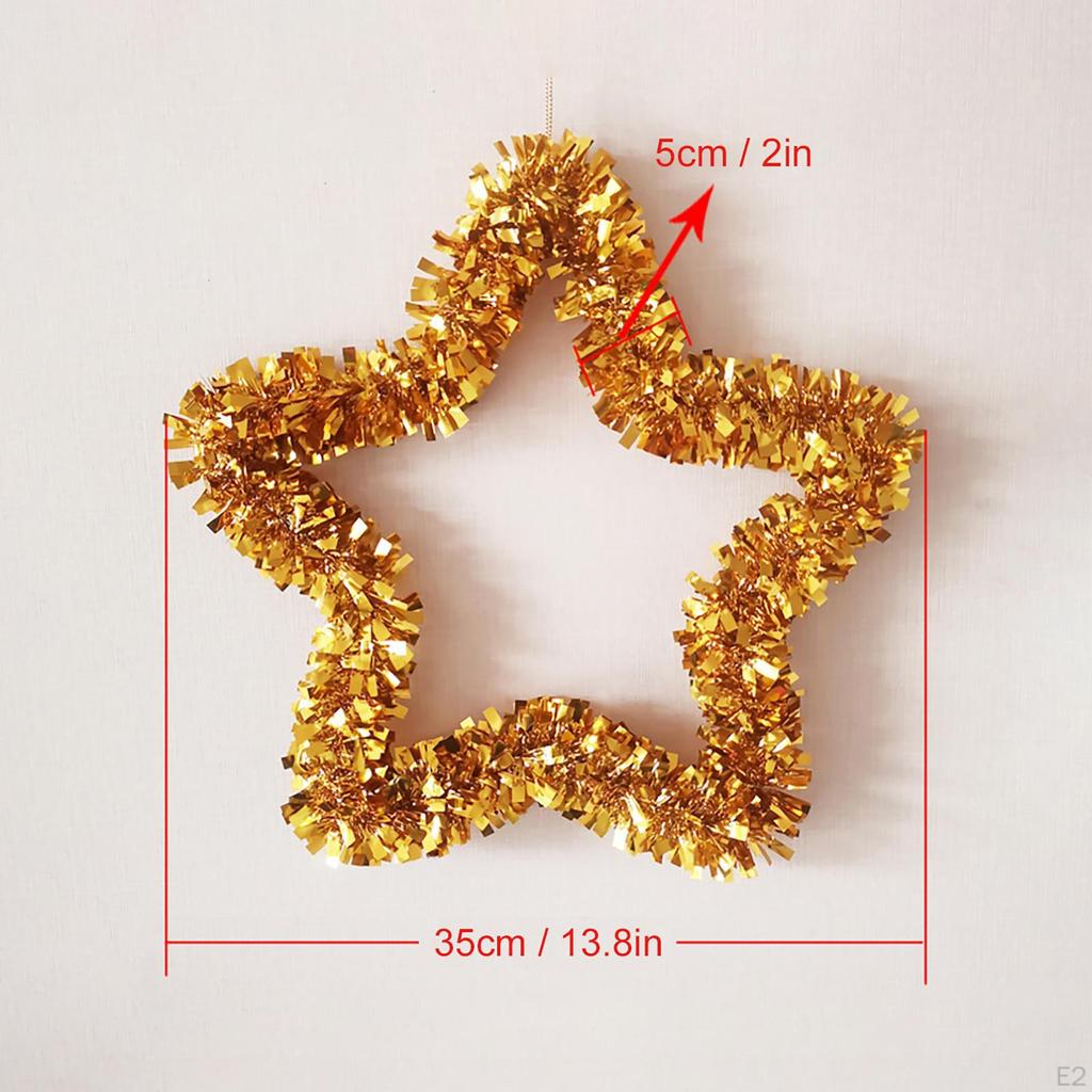 Pentagram Garland Star Wreath Ornaments Hanging Backdrop Tinsel for Front