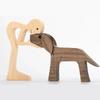 Famiglia Cucciolo Legno Cane Artigianato Figurina Regalo di San Valentino Modello di Intaglio Decorazione per Casa Ufficio Regalo di Natale Decorazione per Coppia