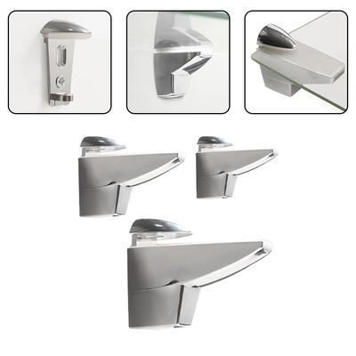 Glass Shelf Clamp Zinc Alloy Adjustable Glass Clip Bracket For Desk Partition Wood Shelves Support Bracket Holder Hardware