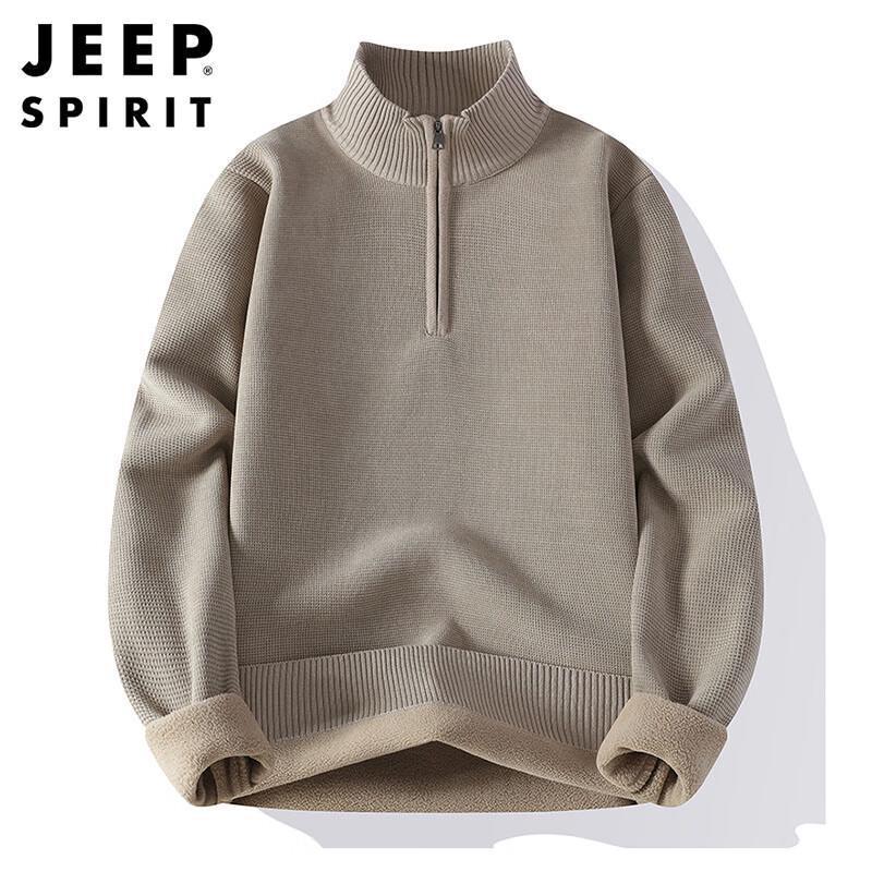 JEEP SPIRIT Men's Fleece-Lined Half-Zip Knit Sweater