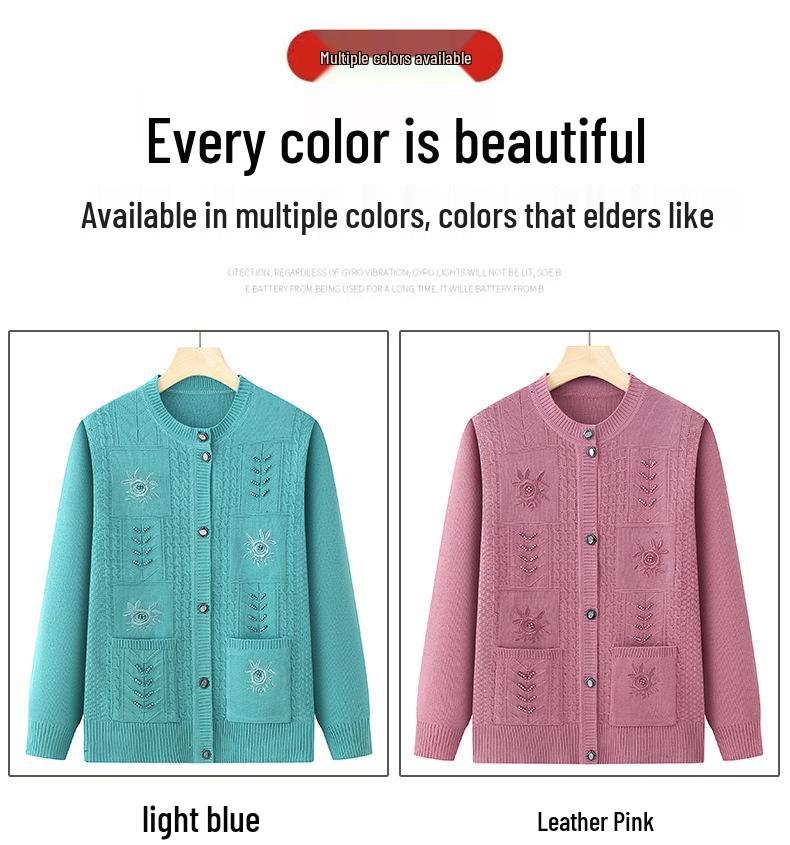 Women's Spring & Autumn Knit Cardigan for Middle-Aged & Elderly