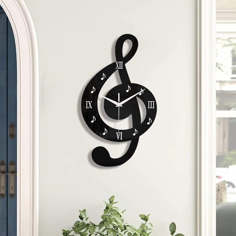 Modern music Roman numeral notes acrylic wall clock silent clock suitable for living room bedroom office decoration clock