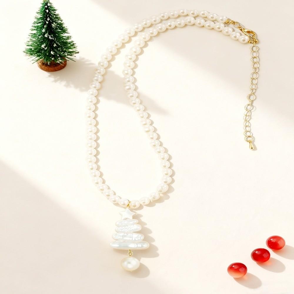 Irregular Pearl Drop Earrings Pearl Flower Christmas Tree Necklace Jewelry Accessories