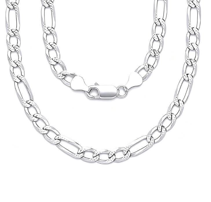 Men's 6mm Patterned Stainless Steel Cuban Figaro Chain Necklace