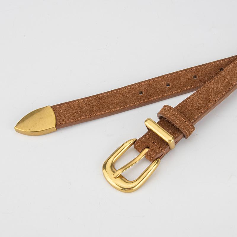 Frosted Reverse Velvet Women's Genuine Leather Belt Pin Buckle Versatile Jeans Casual Pants Decorative Belt Women's Style