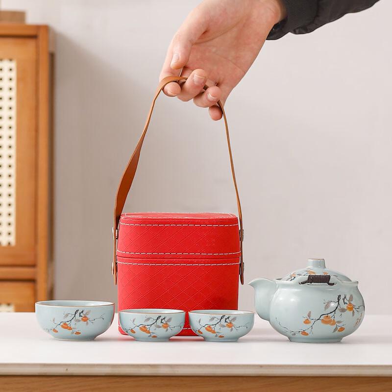 Ru Ware Celadon  Shishi Ruyi  Ceramic Travel Tea Set