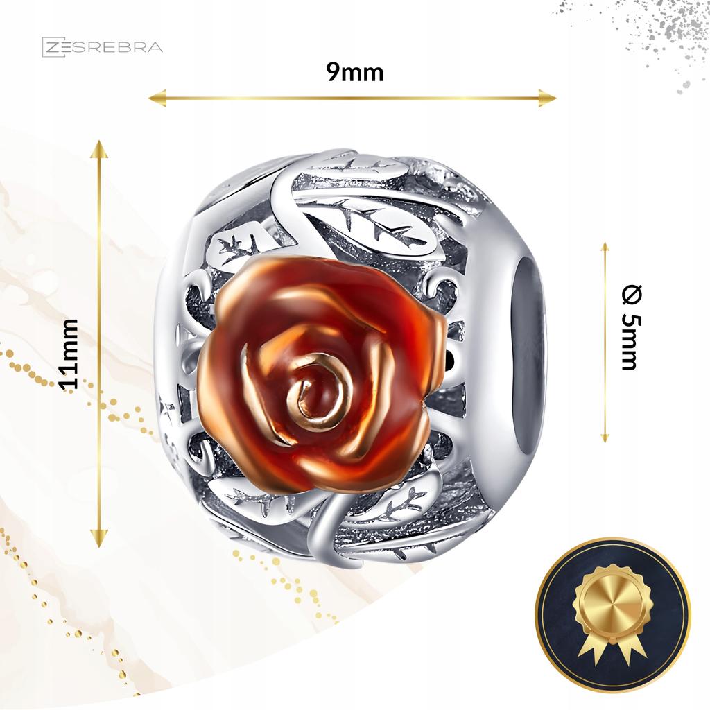 Charms Rose Flower Bead Pendant Pr 925 Beads
