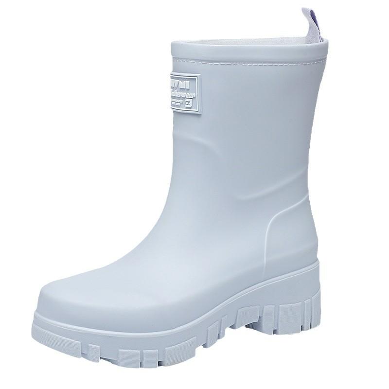 Waterproof shoes rain shoes women's medium tube non-slip wear-resistant rain boots rubber shoes fixed velvet thick-soled high tube snow water boots
