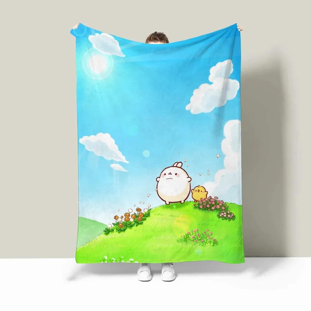 Pătură Aruncare Anime Molang Pătură Aruncare Drăguță pentru Canapea Lenjerie de Pat de Lux Pături de Pat Decor Canapea Pufos Carouri Cobija Genunchi Moale