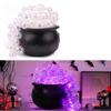 Bubbling Cauldron With Violet Light Black Witches Bubbling Cauldron For Storing Candy Desktop Decoration Ornament