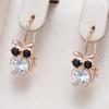 Children'S Earrings Fashion  Rose Gold Color Little Owl Black Natural Zircon Accessories Daily Fine Vintage Jewelry