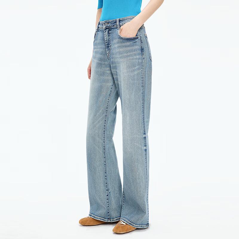 JNBY 2025 Autumn Washed Flared Denim Jeans