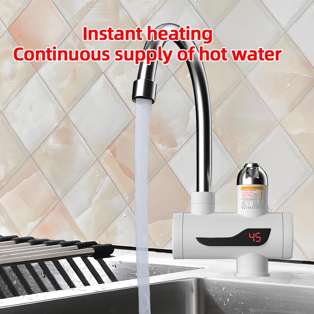 Instant Electric Water Heater Faucet With Digital Display Hot Cold Tap For Kitchen Sink 3000W Rapid Heating Stainless Steel
