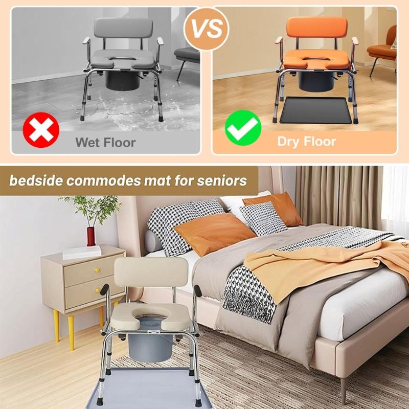 Waterproof Anti Slip Bath Mat for Toilet Chair Floor Protections Durable Silicone Easy to Clean and Move