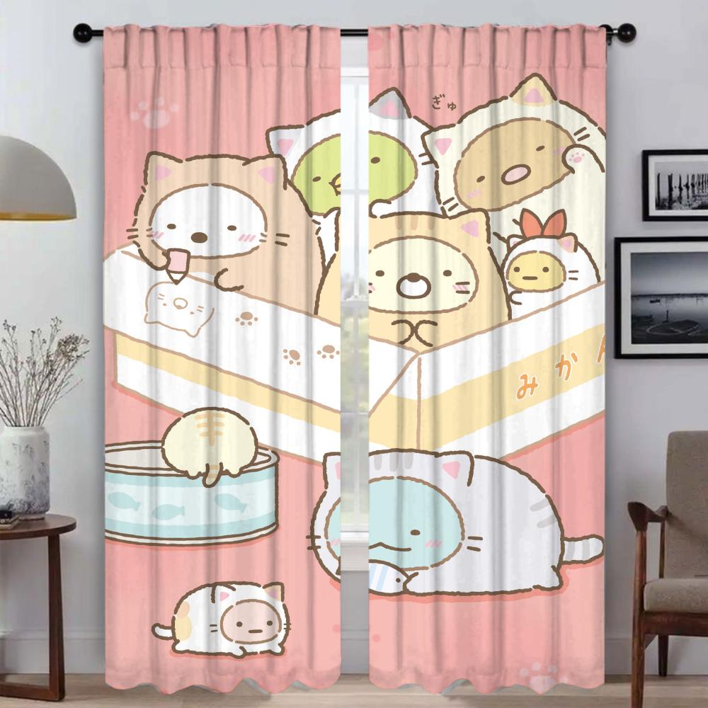 Window Curtain for Room 2 Panel Sumikkos Gurashis Kitchen Curtains 2 Pieces Home Interior Curtains Halloween Decoration Living