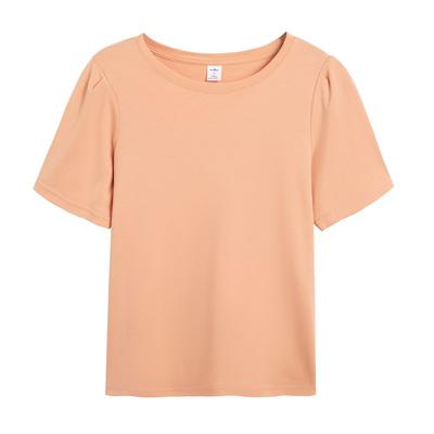 Puff Short Sleeve Women T Shirt Summer Korean Style Cotton T-shirt Female O Neck Solid Tee Shirt Tops