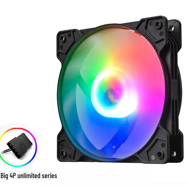 RGB 12CM LED Silent Desktop Cooling Fan with Luminous Rainbow Effect