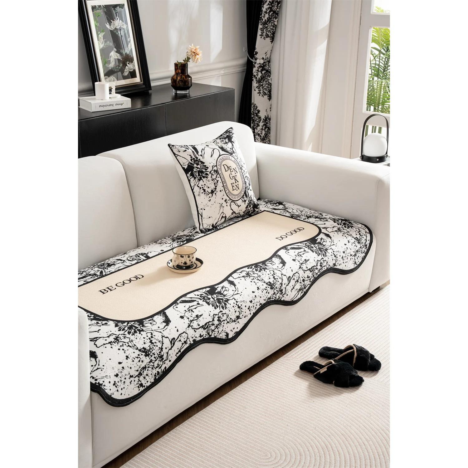 

Irregular Chenille Flower Sofa Cover Plush Sectional Couch Nordic Non Slip Slipcover Furniture Protector 70x70cm