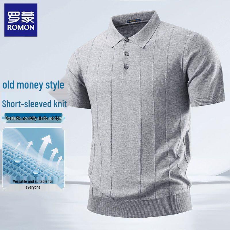 ROMON Men s Short Sleeve Knitted Polo Shirt 3XL
