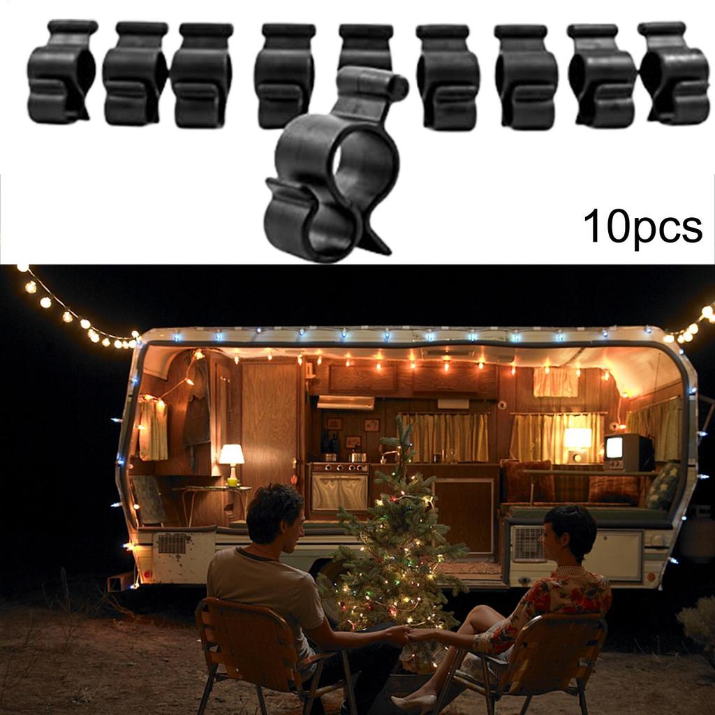 RV Awning Hooks 10Pcs Awning Clip For Rope Light RV Awning Edge Slot Hook To Hang LED Light Strip Cables String Lights Outdoor