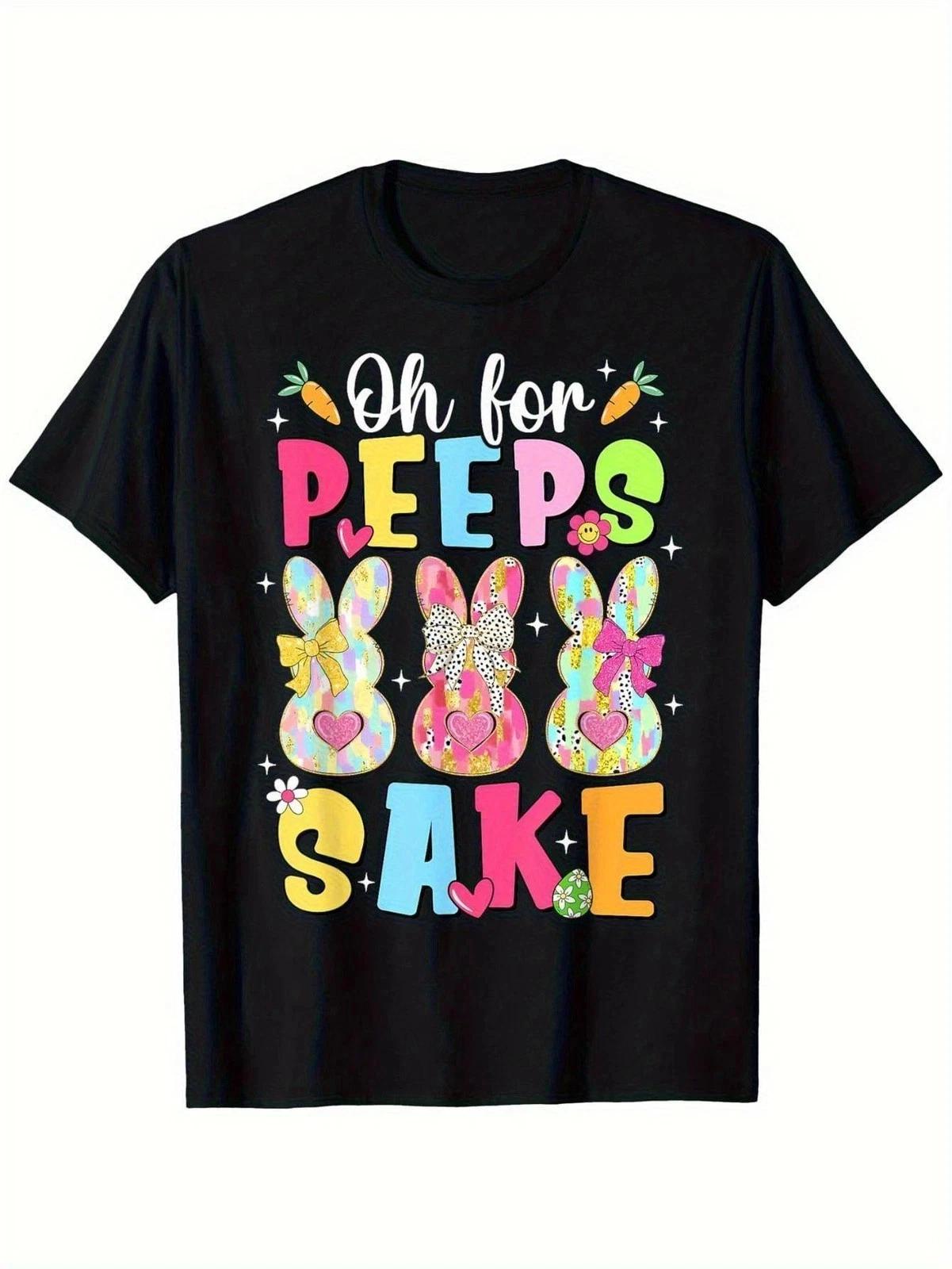 

Funny Easter Oh For Peeps Sake T shirt | Trendy Patterned Bunny Graphic Tee 2XL