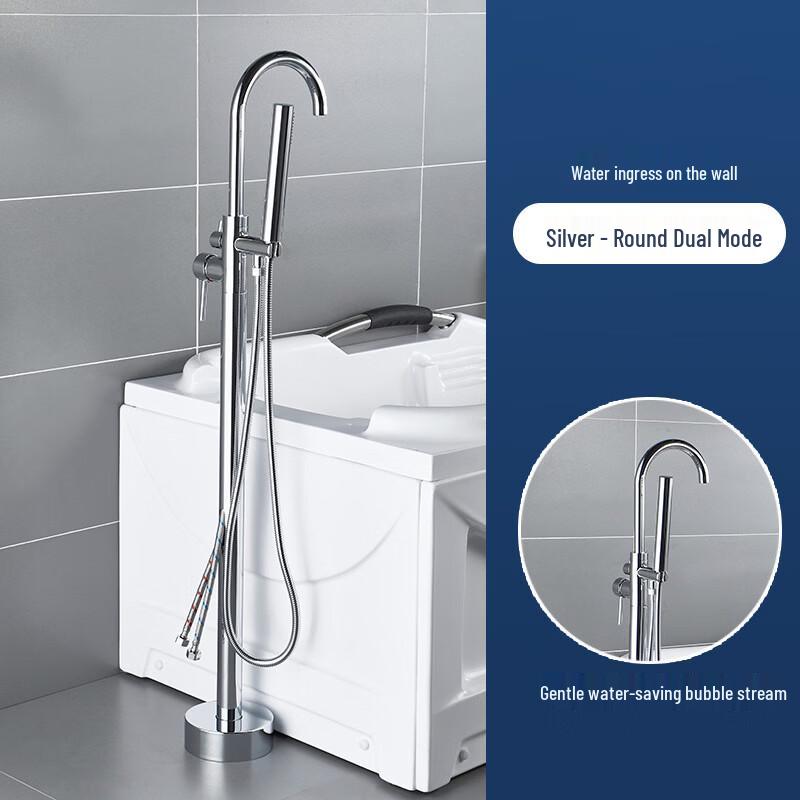 Handun European Brass Floor-Mounted Bathtub Faucet with Handheld Shower