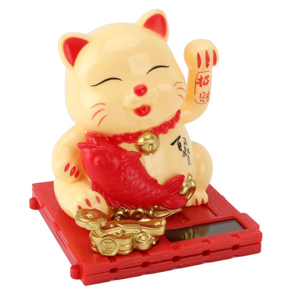 Solar Waving Cat Innovative Cute Solar   Cat Solar Powered Fortune Cat with Transparent Cover for Car Dashboard Cashier Desk Store
