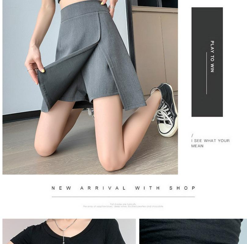 Women's Gray High-Waist Irregular Slit A-Line Midi Skirt
